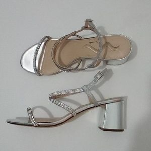 Nina silver sparkling strapy block heel sandals